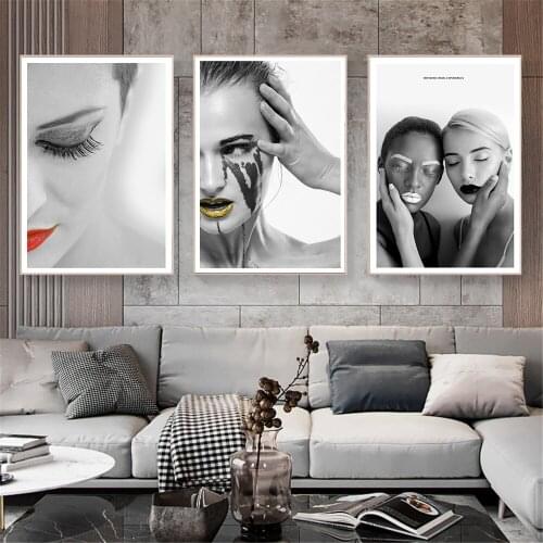 Abstract Black White Beauty Girl Modern Simplicity Art Wall Picture For Living Room Decor Canvas Print girl bedroom decoration