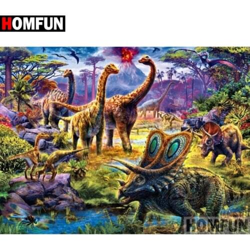 HOMFUN 5D DIY Diamond Painting "Animal dinosaur" Full Drill Resin Diamond Embroidery Cross Stitch Home Decor A00490
