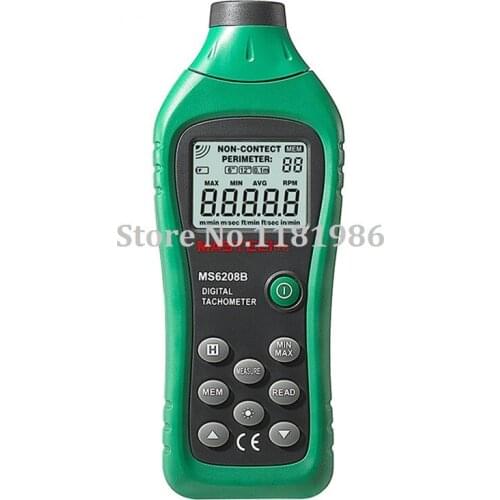 MASTECH MS6208B LCD Digital Laser Photo Tachometer RPM Meter Non contact Tacometro Rotation Speed 50RPM-99999RPM Data Storage