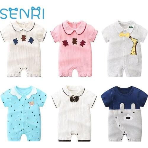 2021 Cotton Baby Rompers Short Sleeve Clothing Summer Korean Style Girls And Boys Newborn Baby Clothes Cute Cartoon Jumpsuits