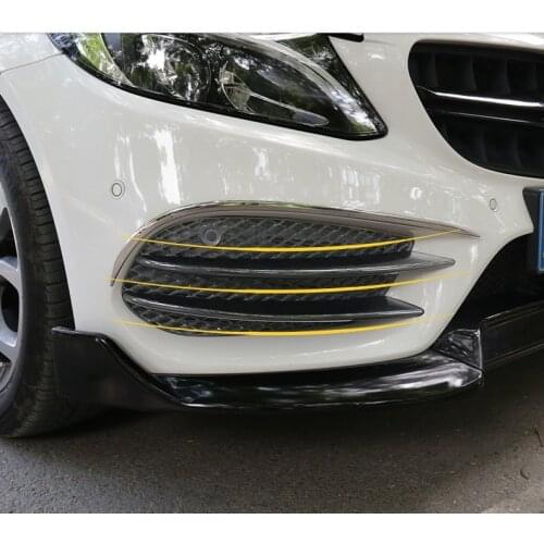 For Mercedes Benz C Class W205 C43 AMG C180 C200 15-18 Front fog lamps cover grille slats lights Sticker decoration strips