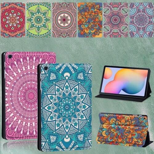 For Samsung Galaxy Tab S6 Lite P610/P615 10.4 Inch Tablet Mandala Pattern Stand Folio High Quality Case + Stylus