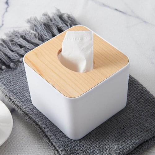 Home Kitchen Wooden Plastic Tissue Box Solid Wood Napkin Holder Case Simple Stylish car box case tissue holders tissue holder