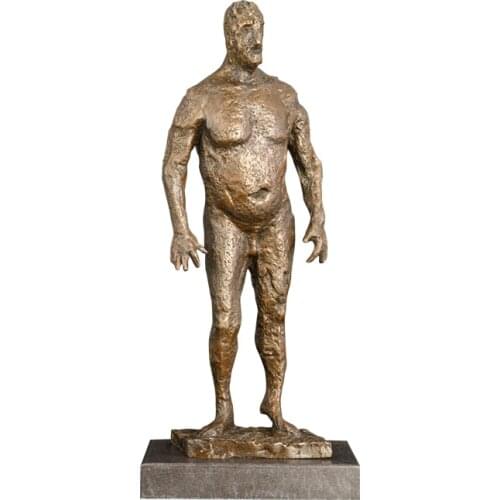Ivorique DS-385 Abstract Nude Man Bronze Sculpture Fat Male Statue Figurine Vintage Metal Art for Decoration Accessories