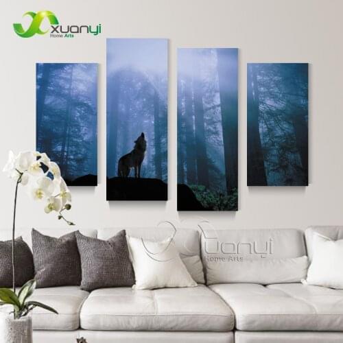4 Panel Gary Ampel Canvas Art Painting Wolf Home Decor Modular Wall Picture For Living Room HD Wall Art Prints Unframed PR1368