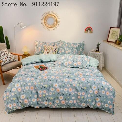 Spring bedding set summer flower duvet cover set pastoral style leaves bed linen sheet daisy bed set 3/4pcs home bedding green