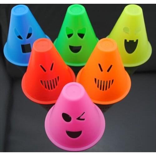 20 Pcs/Lot Windproof Skating Cone Cup for Slalom Inline Roller Skating Trainning Competition, Funny Emotion Expression