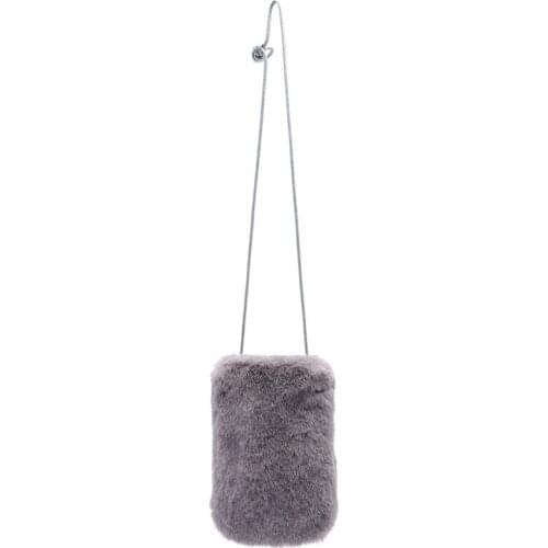 Korean Autumn And Winter Plush Vertical Mobile Phone Bag Net Red Soft Cute Plush Shoulder Bag Casual Solid Mini Messenger Bag