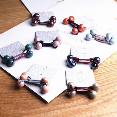 Korea Handmade Cartoon Shiny Acrylic Heart Ball Kids Children Girl Elastic Hair Bands Head wear Accessories-GMKEHRB017C5