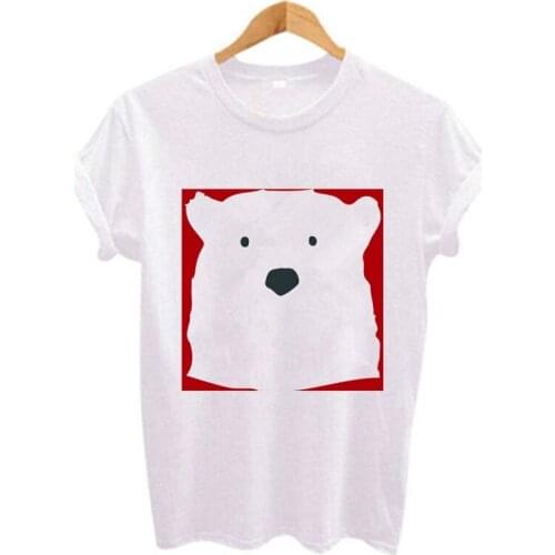 Summer Womens T-shirt Fashion Cute Bear Cartoon Print T-shirt Fashionable Short Sleeve O-Neck T-Shirt White TShirt Top Female
