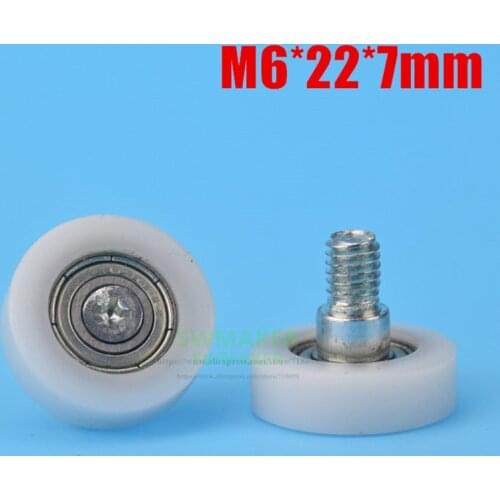 M6*22*7mm 6*22*7 DR22 screw M6 pulley,flat clad plastic sheave pulley bearing for drawer/ refrigerator/printer/cash register
