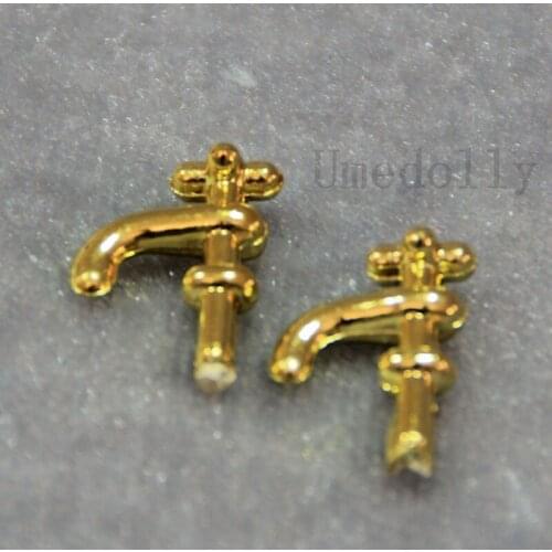 2PCS 1:12 Dollhouse Mini Simulation Faucet Model 1 Pair For DIY House Miniature Bathroom Furniture Accessories