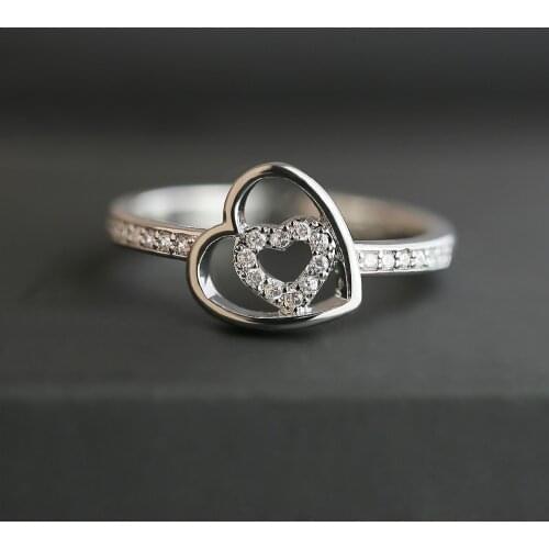 Huitan Trendy Engagement Ring For women Double Love Heart Jewelry For Fiance Valentines Day Anniversary Present Wholesale Bulk