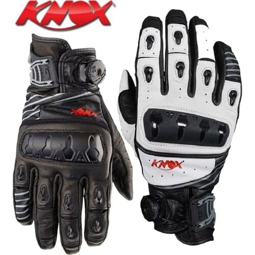 2019 New KNOX ORSA genuine full leather Motorbike Gloves top short paragraph motorcycle racing gloves Black white color V14