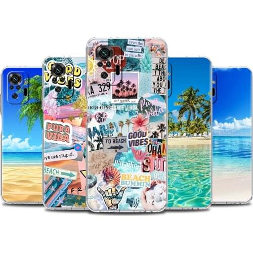 Soft Clear Case For Xiaomi Redmi Note 10 9 8 Pro 9S 10S 8T 9A 9C K40 7 9T 8A Shockproof Phone Cover Summer Vacation Beach Fundas