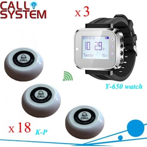 Watch wrist call system 3pcs K-300plus alphanumeric pager with 18pcs K-P single-key buzzer for cafe house