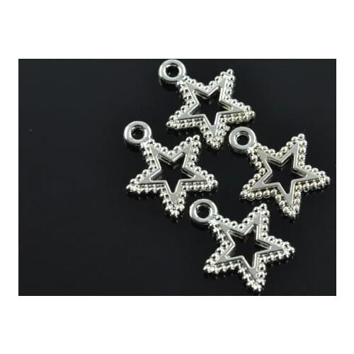 30pcs Silver Plated star Charms alloy Pendants for Bracelet Necklace Jewelry Making Accessories DIY 17*15mm 1741