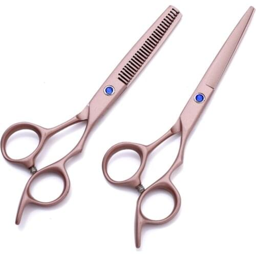 Professional japan 6cr 6 '' rose gold hair scissors cutting barber makas haircut scissor thinning shears hairdressing scissors