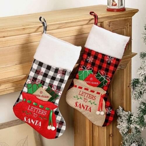 HGHO Christmas Stockings 2 Pcs Xmas Stockings Decorations Letters to Santa for Xmas Holiday Party Home Decoration Gifts