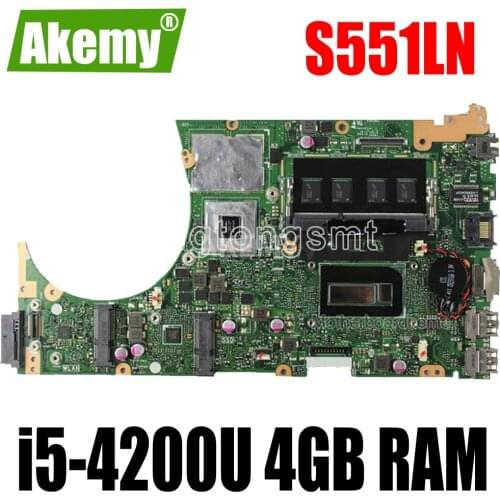 S551LN Motherboard i5-4200U 4GB RAM For Asus S551LB S551L S551LA Laptop motherboard S551LN Mainboard S551LN Motherboard test OK