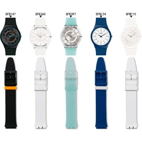 Silicone strap buckle buckle watch accessories for Swatch skin flap SFK397SFK360SFK361 sports waterproof ladies strap watch band