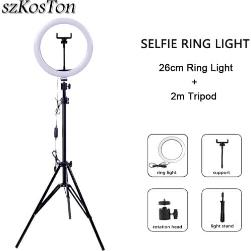 Dimmable LED Selfie Ring Light With Tripod Photo Studio Video Ring Lamp USB Photography Ringlight For Smartphone Youtube VK