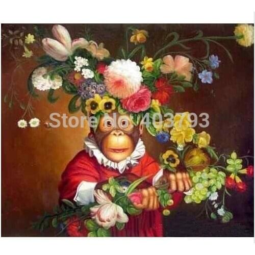 High Quality Oil Painting Dress Monkey floweres 20x36 Inches