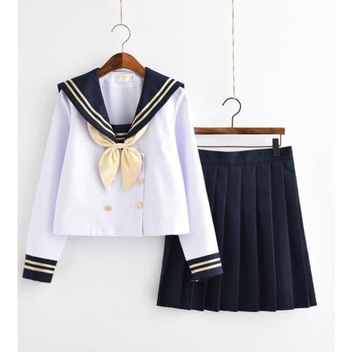 Japanese School Uniform Skirt Sailor Outfit Costumes JK Uniform Suit Girls Pleated Skirt Anime Cosplay Schoolgirl Uniform