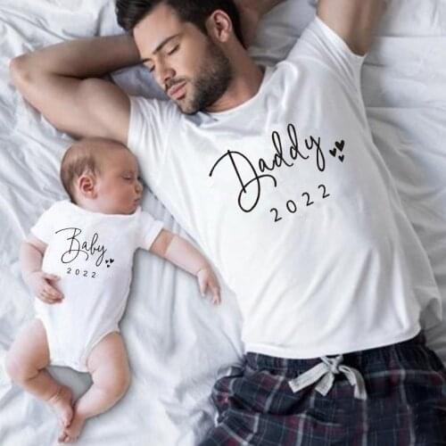 Funny Baby Daddy 2021 Family Matching Clothing Simple Pregnancy Announcement Family Look T Shirt Baby Dad Matching Clothes