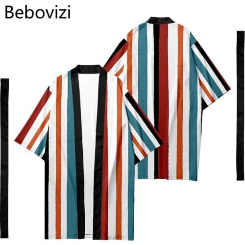 Women and Men Harajuku Haori Kimono Cosplay Top Plus Size XXS-6XL Stripe Long Style Loose Japanese Cardigan Yukata Robe Clothes