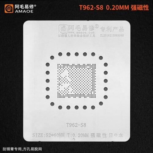 0.2mm Amaoe BGA Stencil For T962-S8 LCD TV IC Reballing Chip Pin Solder Tin Plant NetSquare Hole 52*60mm