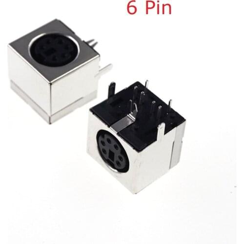 10 pcs S-video 6 Pin Mini Din Socket Connector shield Right Angle through hole Mini Circular DIN Receptacle Socket