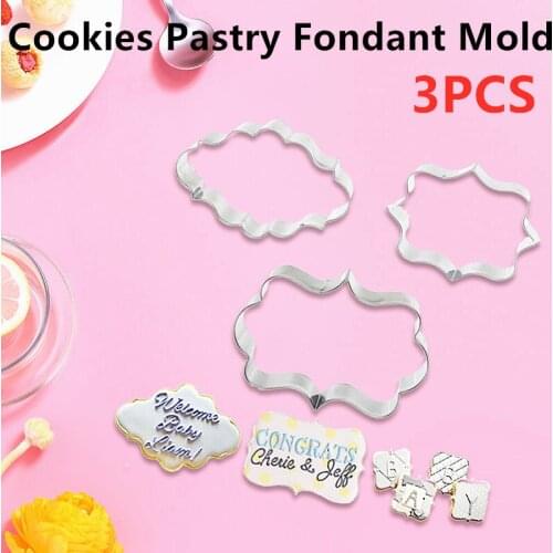 3PCS/Set Fondant Mold Stainless Steel Cake Mold Decorating Tools Cookies Pastry Tools Frame Cutter Kitchen Baking Accessories