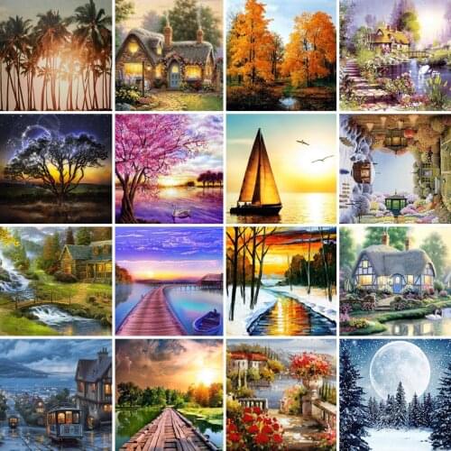 40/50/60/65 diamond painting 5D Full Square Diamond embroidery mosaic Cross Stitch landscape DIY home Decoration festival Gift