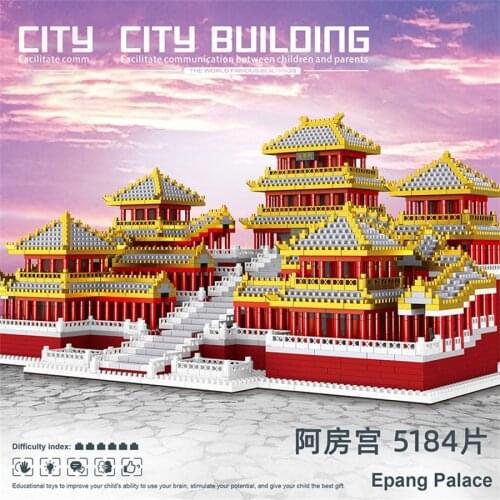 5184pcs LEZI Mini Blocks Chinese Style Architecture Castle Building Bricks Kids Toys for Children Gifts Girl Present 8019