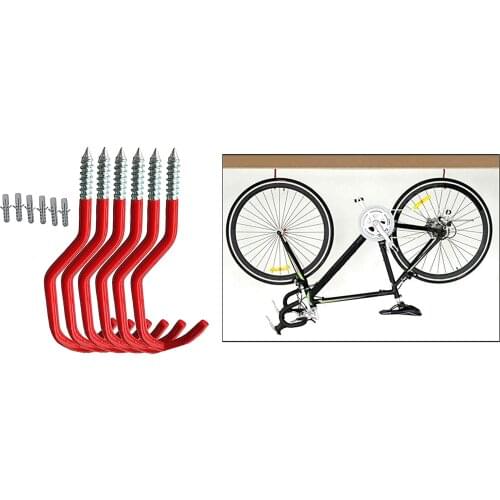 6x Multifunction Heavy Duty Wall Mounted Bike Hooks Hanger Home Garage Garden Tools Shovel Spade Mop Organizer