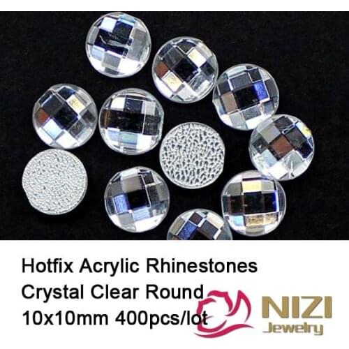 Acrylic Hotfix Nail Art Rhinestones 10x10mm 400pcs Round Flatback Crystal Clear Color 3D Nail Jewelry Charms Decorative Stones