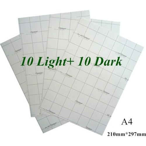 A4 Paper 20 sheets=10 Light+10 Dark Laser Transfer Printing Paper For tshirts heat Toner transfer paper With Laser Printers