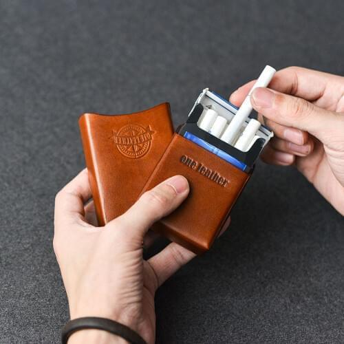 One Leather Cigarette Box Men Gift Cigarette Case Mens Gifts Cigarette Cover Smoke Tobacco Pouch Vegetable Tanned Leather