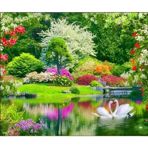 Diy Diamond painting swan Diamond embroidery landscape square icon full diamond mosaic Arts and Crafts for pictures of diamonds