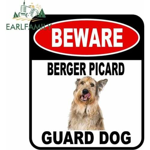 EARLFAMILY 13cm x 11cm BEWARE BERGER PICARD GUARD DOG Car Sticker Cover Scratches Composite Sign Pet Dog Decal