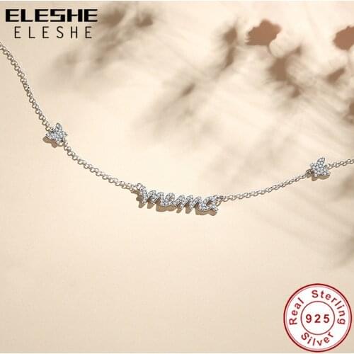 ELESHE New 925 Sterling Silver Shiny CZ Butterfly Necklace for Women Zircon Mama Pendant Necklace Dainty Jewelry party gift