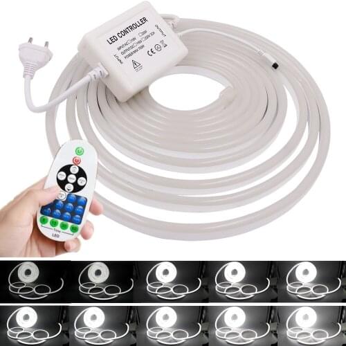 EU 220V Dimmerable Neon Light IP67 Waterproof Outdoor Decor Ribbon Flexible Neon Sign Lamp 2835 120LEDs/m LED Strip