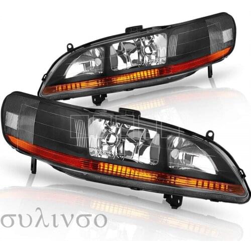 Headlights Assembly for 1998 1999 2000 2001 2002 Honda Accord Headlamp Black Housing