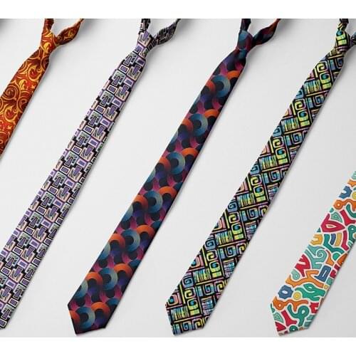 New Fashion 8CM Artistic Stripes Slim Necktie Funny Technological Boy Polyester Tie Women Novelty Symbol Accessories Tie Gift