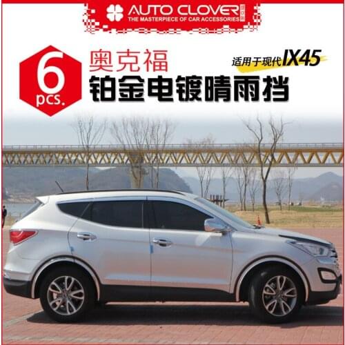 Chrome door visor side window deflector shade sun rain shield silver trips eaves for Hyundai ix45