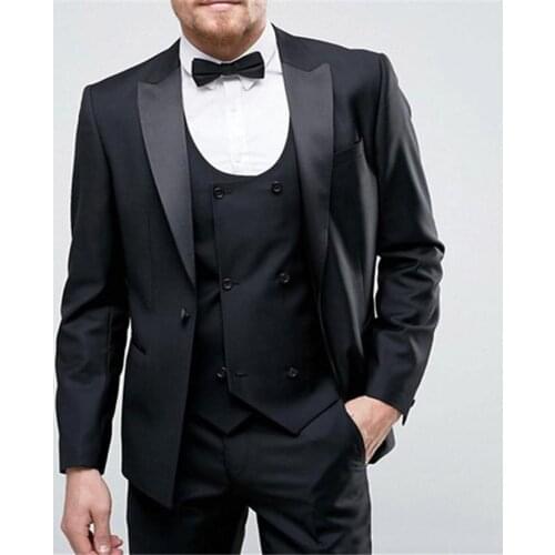 Handsome Groomsmen Wool blend Groom Tuxedos Mens Wedding Dress Man Jacket Blazer Prom Dinner (Jacket+Pants+Tie+Vest) A101