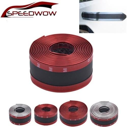 SPEEDWOW 1M Car Bumper Strip Carbon Fiber Rubber Front Rear Guard Edge Corner Protector Door Pedal Trim Bumper Car Stickers