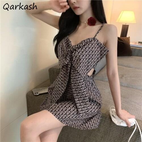 Mini Dress Women Big Bow Design Spaghetti Strap Party Sexy Harajuku Summer Ladies Slim Vestidos Fashion Popular Streetwear Ins