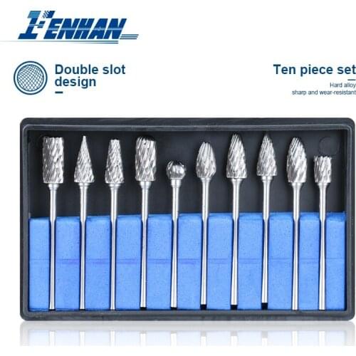 10pcs Tungsten Carbide Burr Drill Bits Set 2.35mm Shank Rotary Burrs Cutting Die Grinder Bit for CNC Engraving Rotary Files